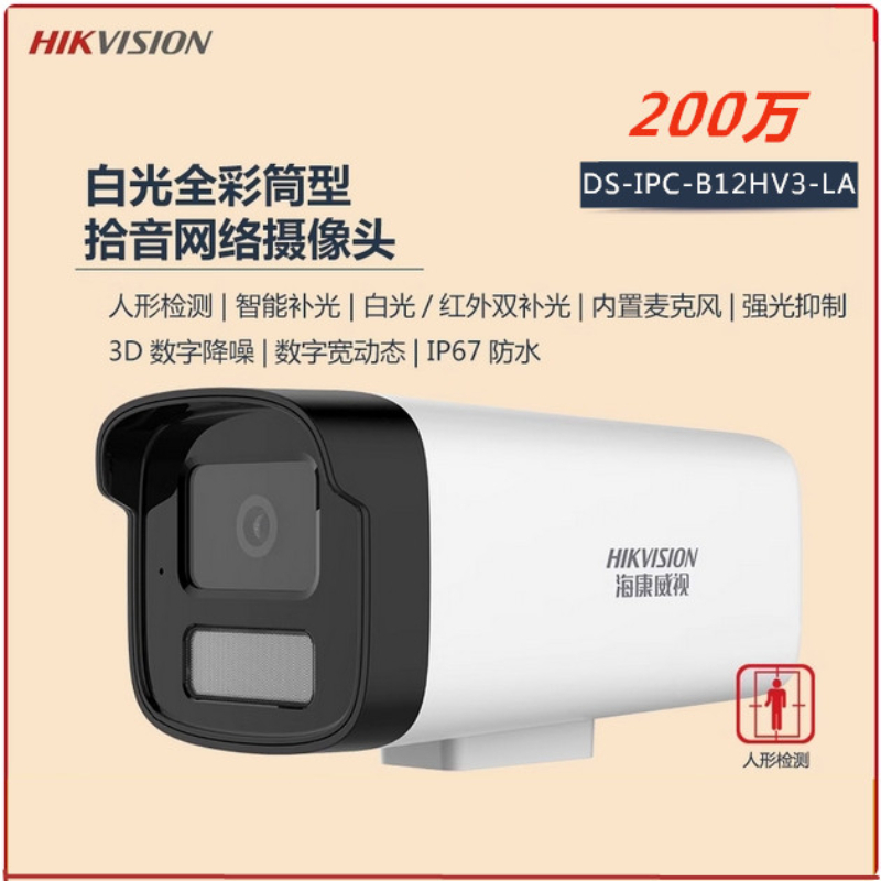 海康威视 DS-IPC-B12HV3-LA 200万白光全彩枪机 / 台